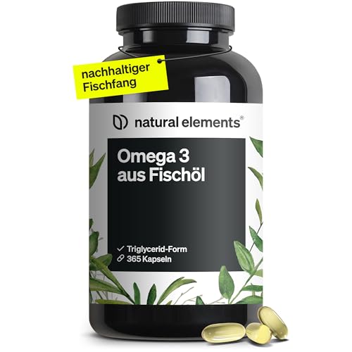 Oemga3 Fischöl Kapseln - 365 Kapseln mit jeweils 1000mg Fischöl pro Kapsel.